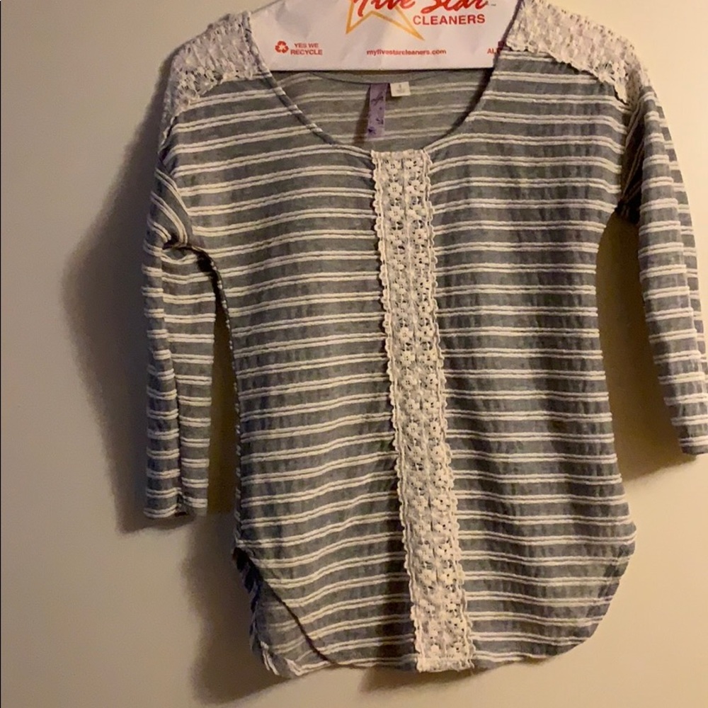 Lace striped top.